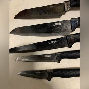 Tower 5pc Kitchen Knife Set, Chef Knives With Stand